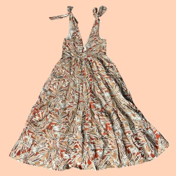House of Harlow 1960 Linen Blend Tiered Dress, Tropical Leaf Print. Small. NWT! - Picture 6 of 16